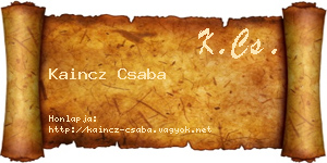 Kaincz Csaba névjegykártya